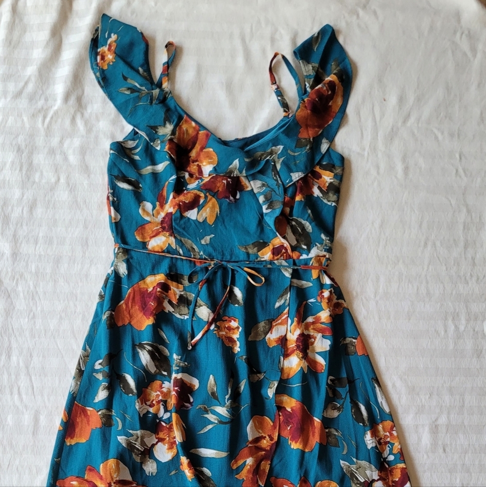 by & by Floral Sleeveless Dress with Ruffle Straps Size XL